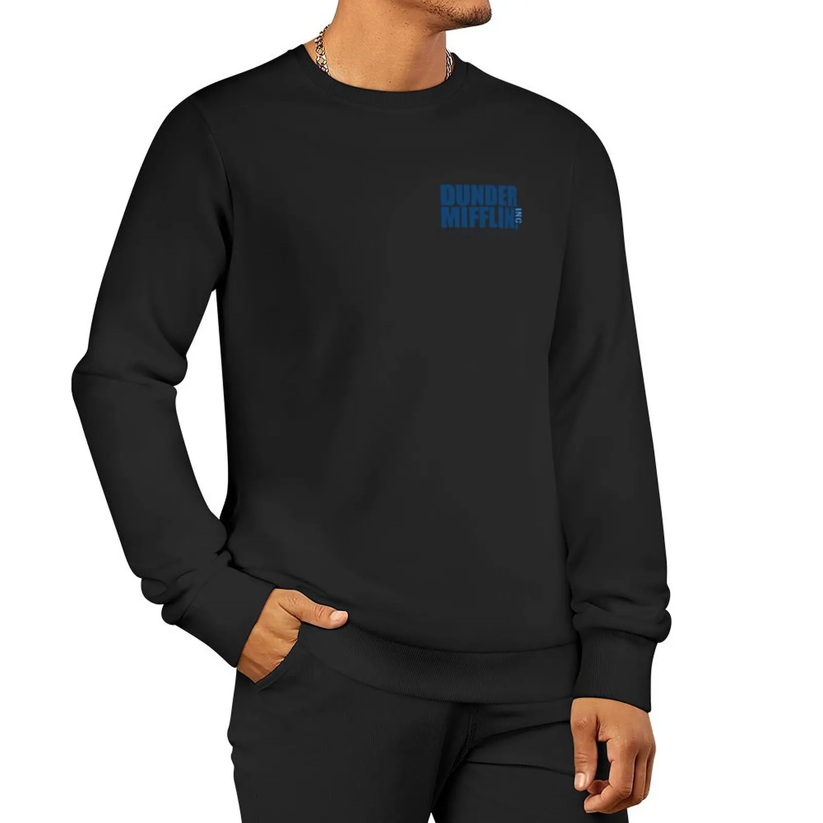 dunder mifflin logo blue Pullover Hoodie korean autumn clothes men's sweatshirt