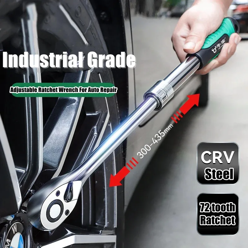 Clé à cliquet à douille télescopique pour réparation automobile, jeu de cliquets à tête réglable, clé à dégagement rapide à 72 dents, outil manuel