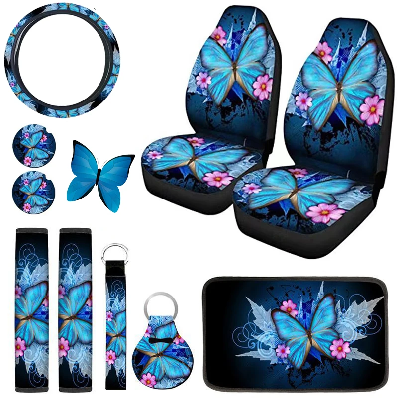 General Motors Seat Cover Oversized Blue Butterfly Color Matching Car Interior Decoration Fashion Car Seat Cover Seat Protector