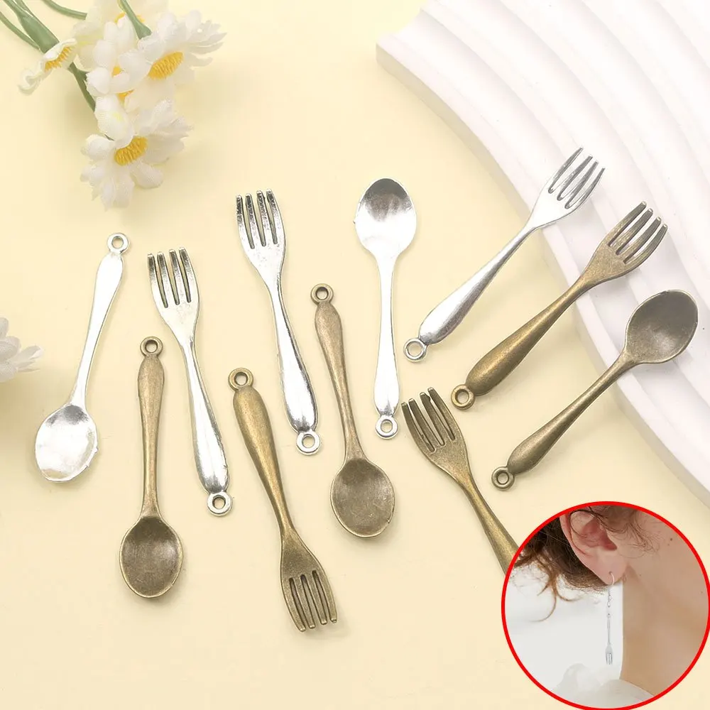 7/14/21pcs Multi-color Fork and Spoon Shaped Pendant, DIY Jewelry Decoration Accessories, Valentine's Day, Thanksgiving, Gifts