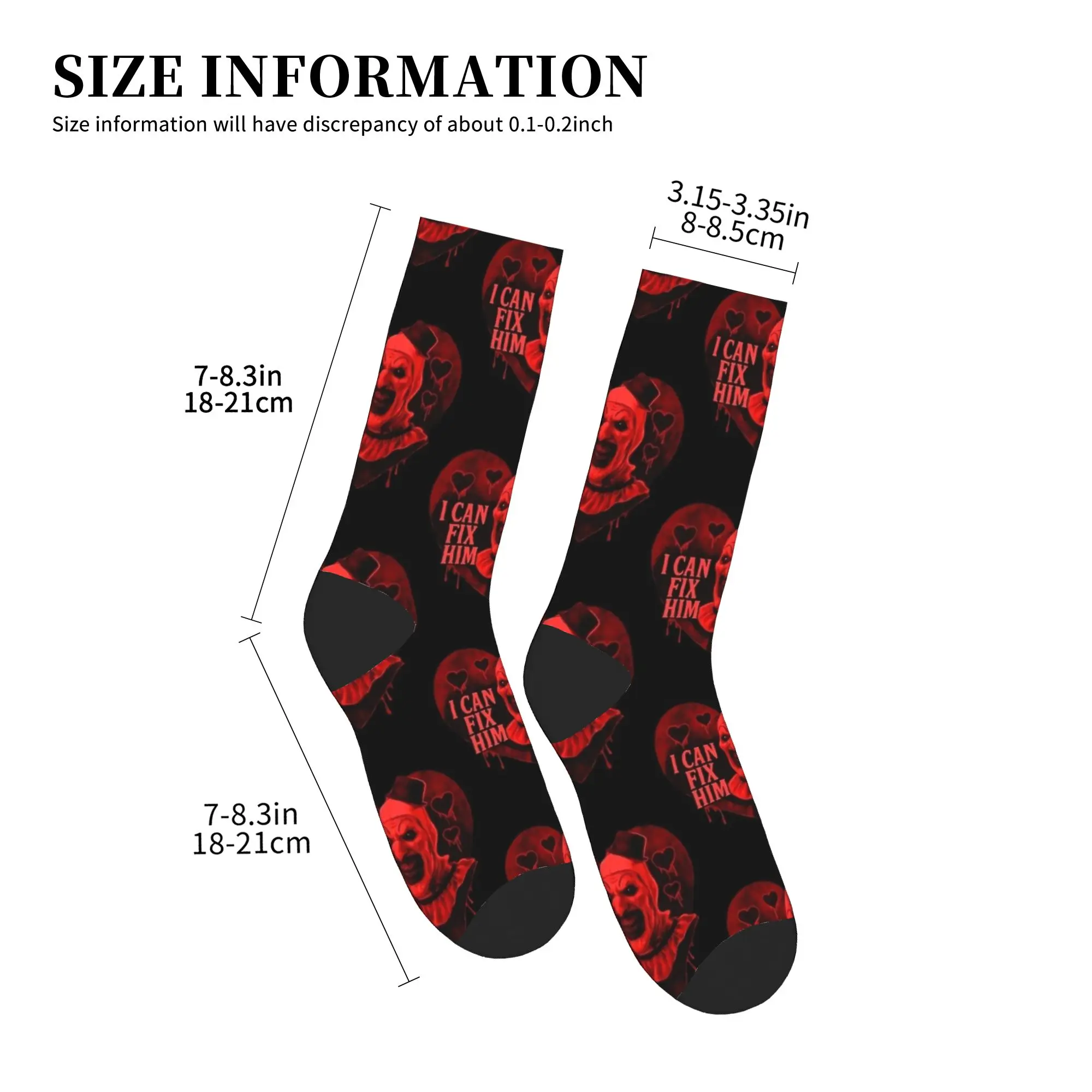 I Can Fix Him Terrifier Red Heart Socks  Korean Stockings Couple Soft Breathable Running Socks Autumn Pattern Non Slip Socks