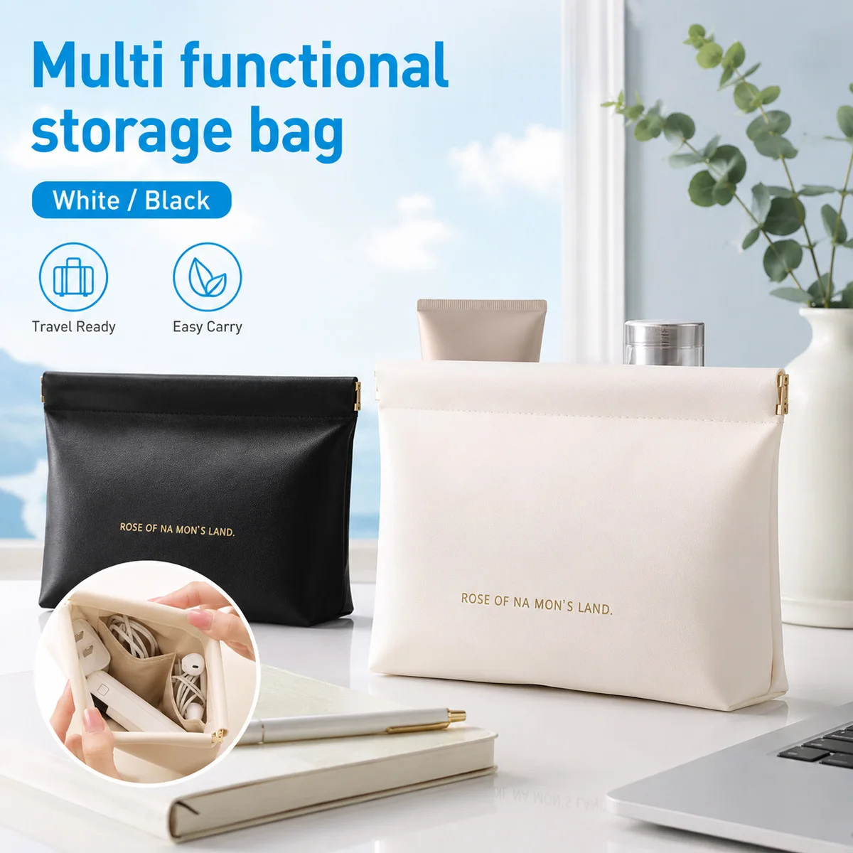 Portable Small Storage Bag Multifunction Organizer Pouch For Makeup Cables Chargers Earbuds Travel Accessories Home Office Daily