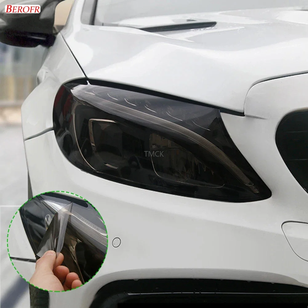 

Newest For Mercedes Benz A C E GLC GLA CLA GLS GLE Class W177 W205 W213 Car Headlamps TPU Smoked Black Headlights Protector Film