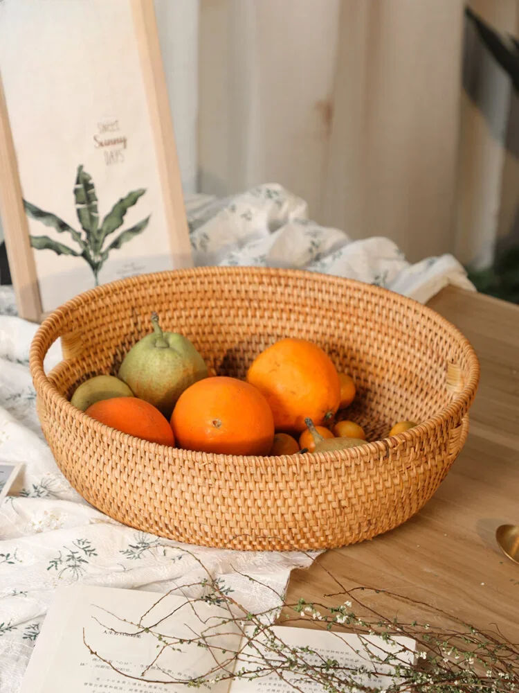 Rattan living room household fruit basket modern creative candy tray coffee table handmade snacks