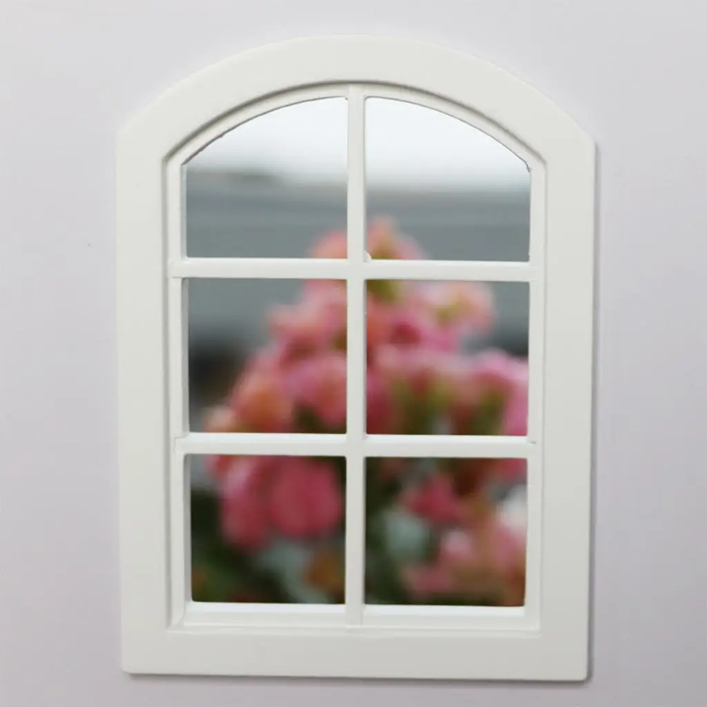 Ventanas de madera para casa de muñecas, muebles y accesorios exquisitos de estilo europeo blanco, 1:12, 1/12