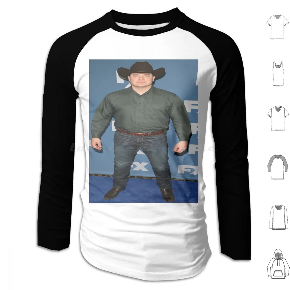 Cowboy Brendan Fraser Hoodie Cotton Long Sleeve Cowboy Brendan Fraser Movie Green Blue Hat Brendan Fraser Fraser