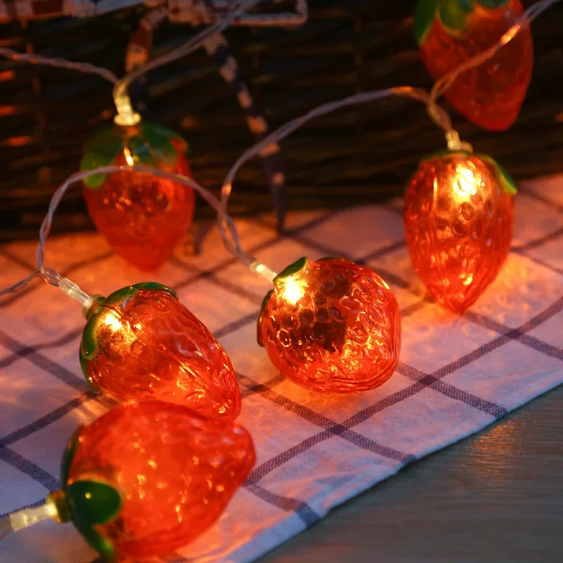 Fruit Strawberry Grape 1.5m 10leds String Light Flashing Wall Lamp Battery Powered Indoor Lighting