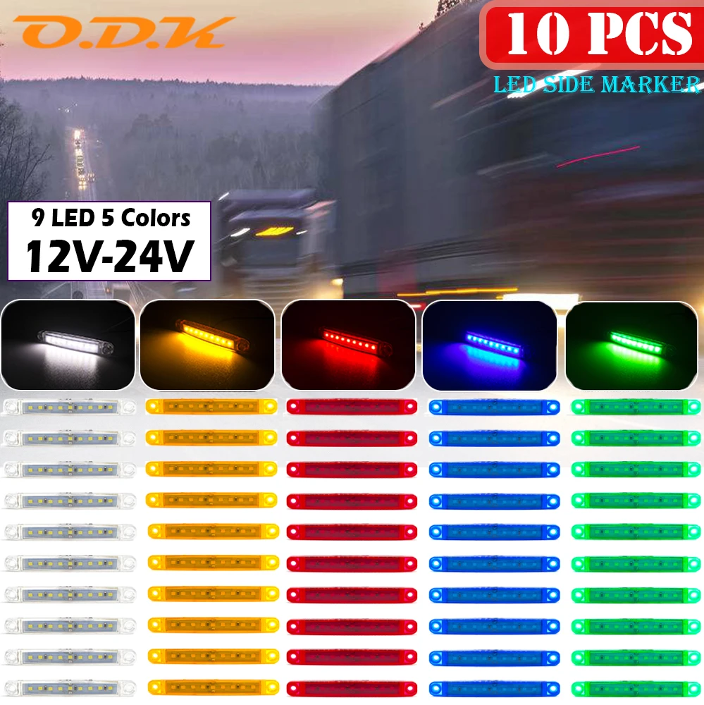 10x/30x Signal Lamp 9 LED Light Oval Clearance Trailer Truck Lorry Caravan Orange White Red Side Marker Indicator Lamp 12V 24V