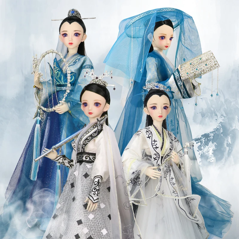 

60cm Doll Chinese Swordsman doll Blue ancient style Dresses 1/3 BJD Ball Jointed Dolls Clothes Shoes Makeup Girls Toys Gift