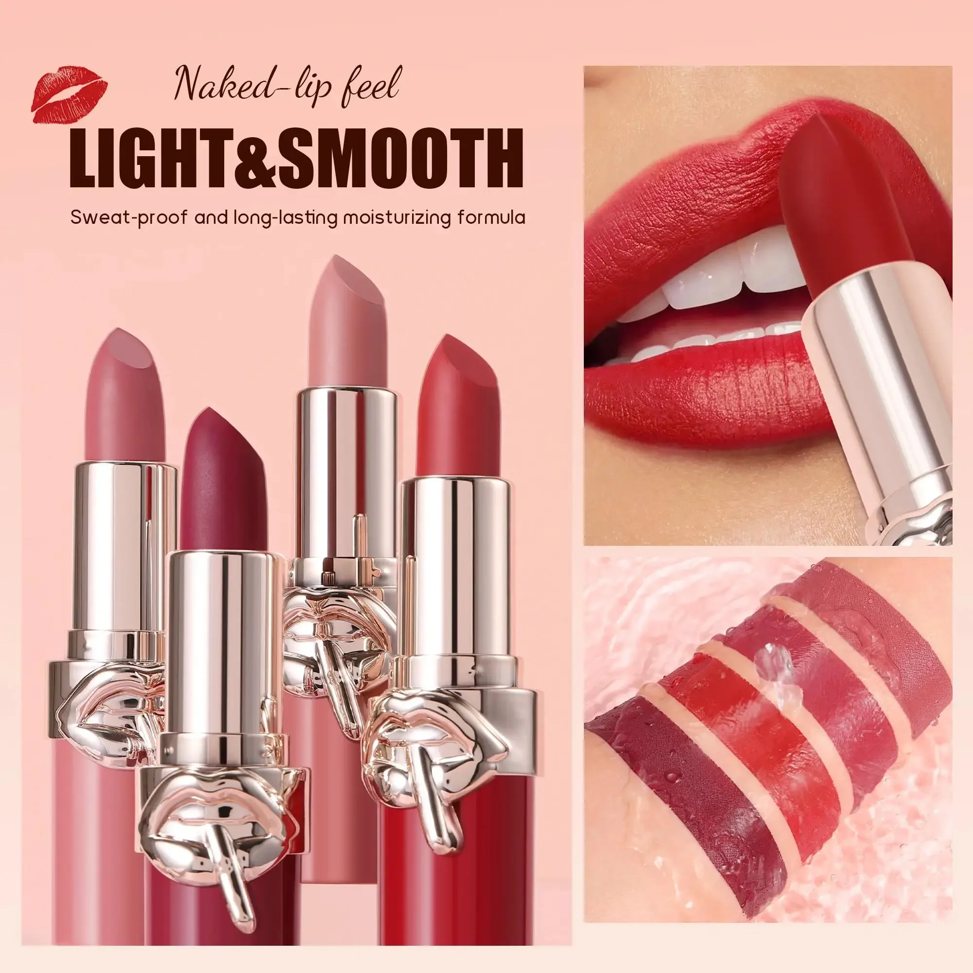 Long Lasting Velvet Lipstick Creamy Moisturizing Waterproof Non Stick Cup Rich Color 6 Shades Smooth Lip Makeup Women