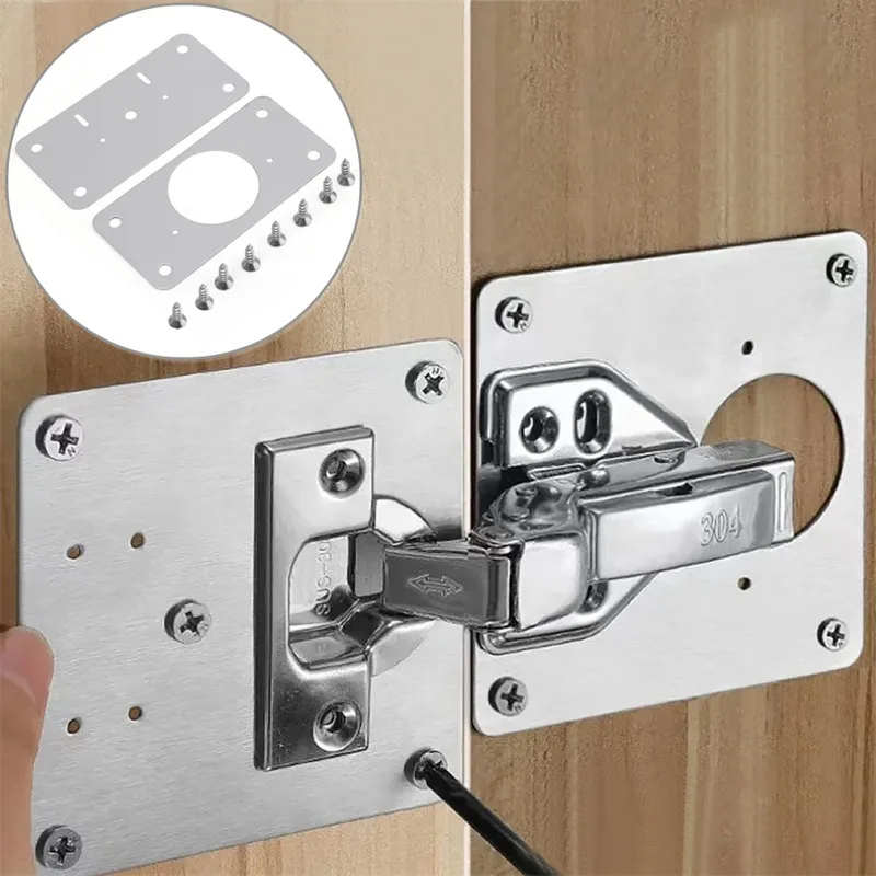 40/2pcs Hinge Repair Plate Furniture Drawer Cabinet Repair Fixing Plate Kitchen Cupboard Door Hinge Mounting Kit Household Tool