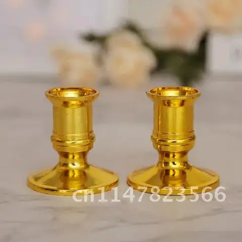 2 Candlestick Votive Candles Holder Plated for Fake Tapers Christmas Party Decoration Wedding Silver/Gold