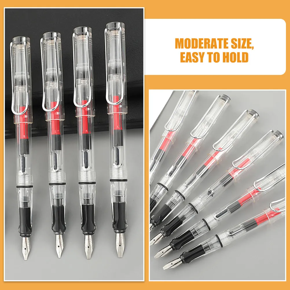 

6Pcs Transparent Fountain Pen for Calligraphy Writing Drawing Coloring Handmade Greeting Cards School Office Business Gifts