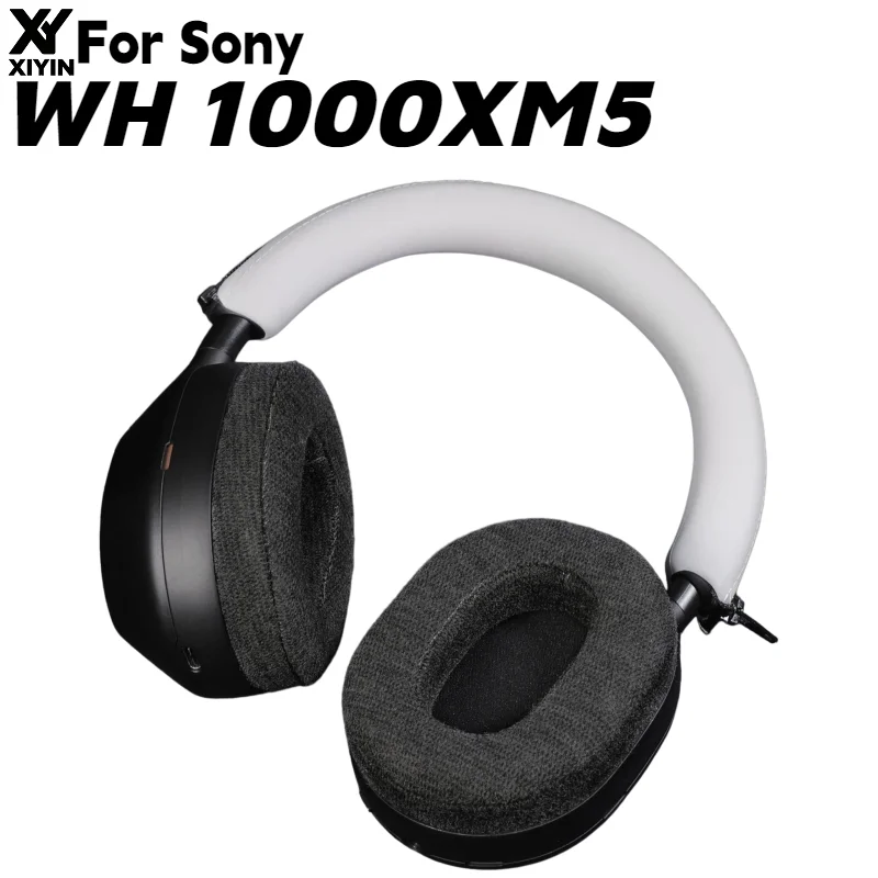 Almohadillas de repuesto de tela de algodón suave para la piel, compatibles con los auriculares Sony WH-1000XM5. Almohadillas de espuma viscoelástica, piezas de repuesto.