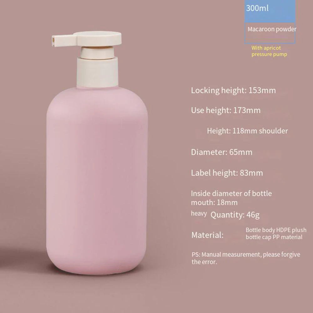 Botella de loción rosa de 100/200/260/300ML con bomba acondicionador dispensador de champú y jabón de plástico botellas contenedor de ducha de baño