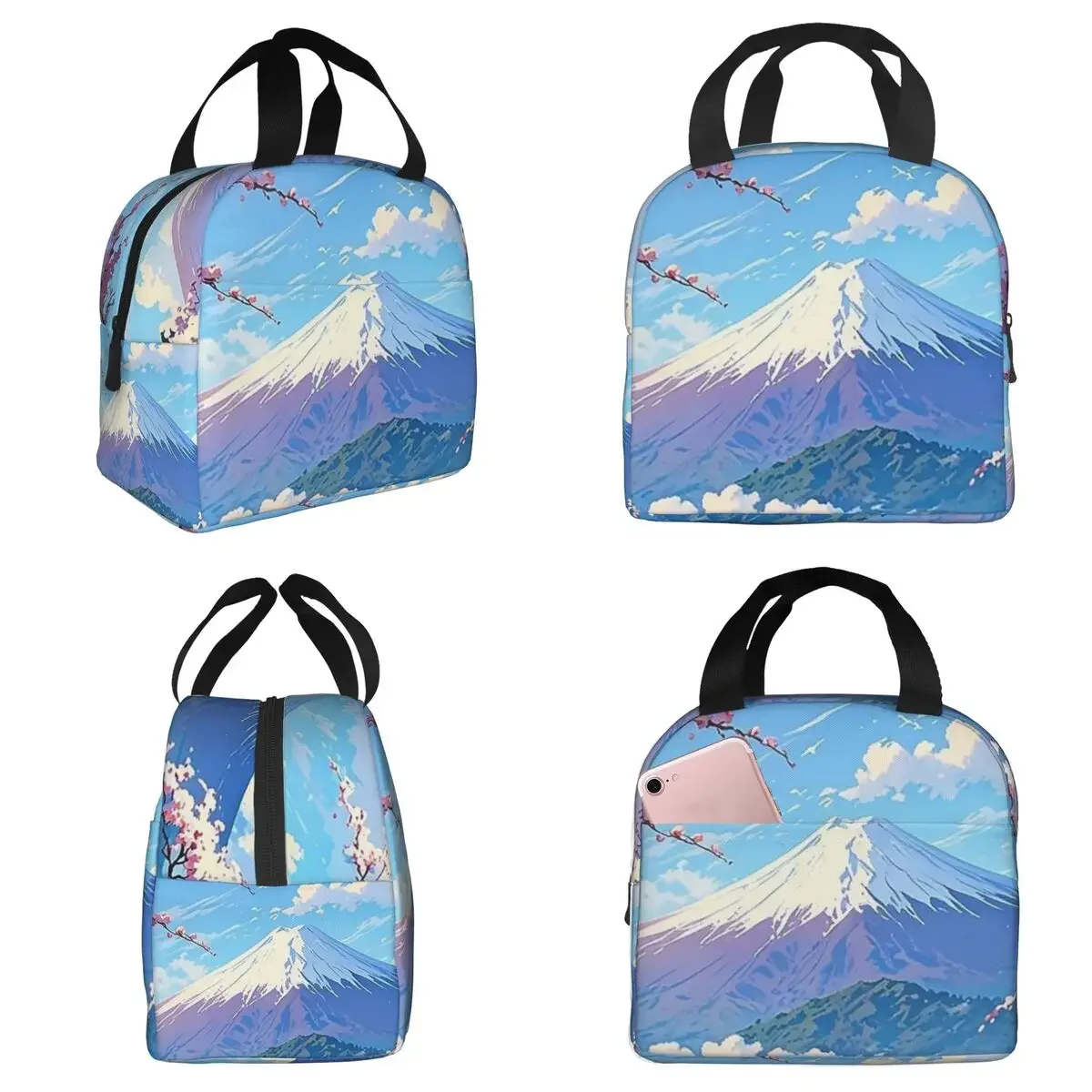 Landscape Of Mount Fuji And The Sea Insulated Lunch Bag for Kids Cooler Thermal Food Box Tote Portable Lunch Boxes Container