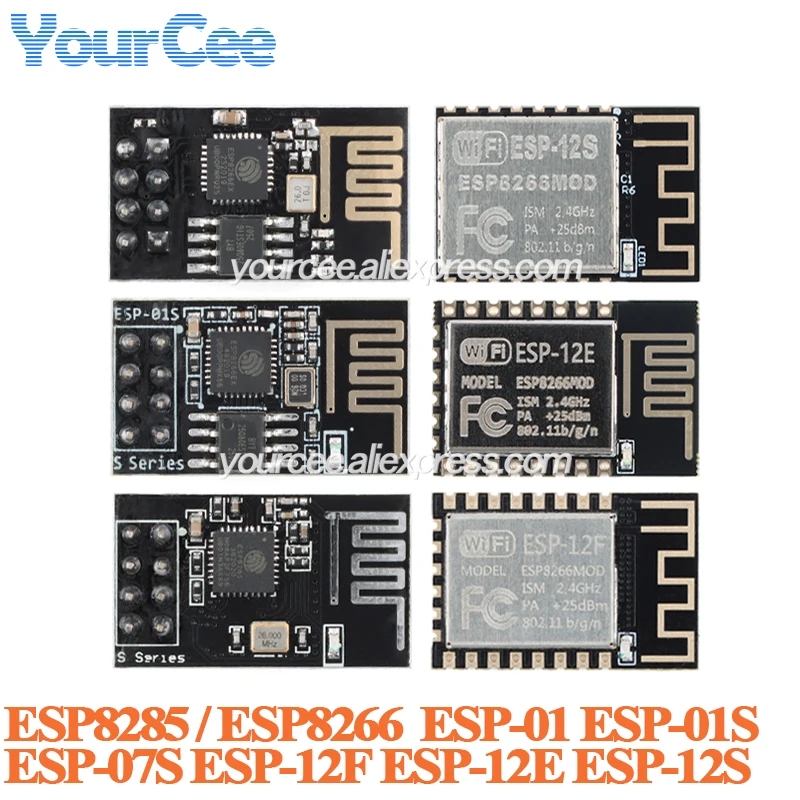 5pcs/1pc ESP8266 ESP8285 ESP-12F ESP-12E ESP-12S ESP-01S ESP-01 Remote Serial Port WIFI Wireless Module Adapter Board IOT