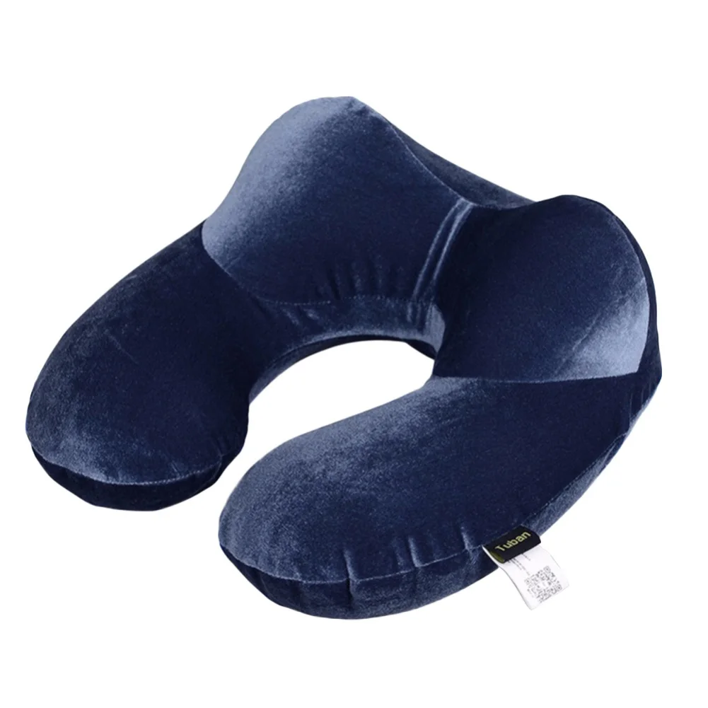 U Inflatable Neck Pillow Portable Travel U Neck Pillow Foldable Adjustable Size PVC Office Neck Care U Pillow