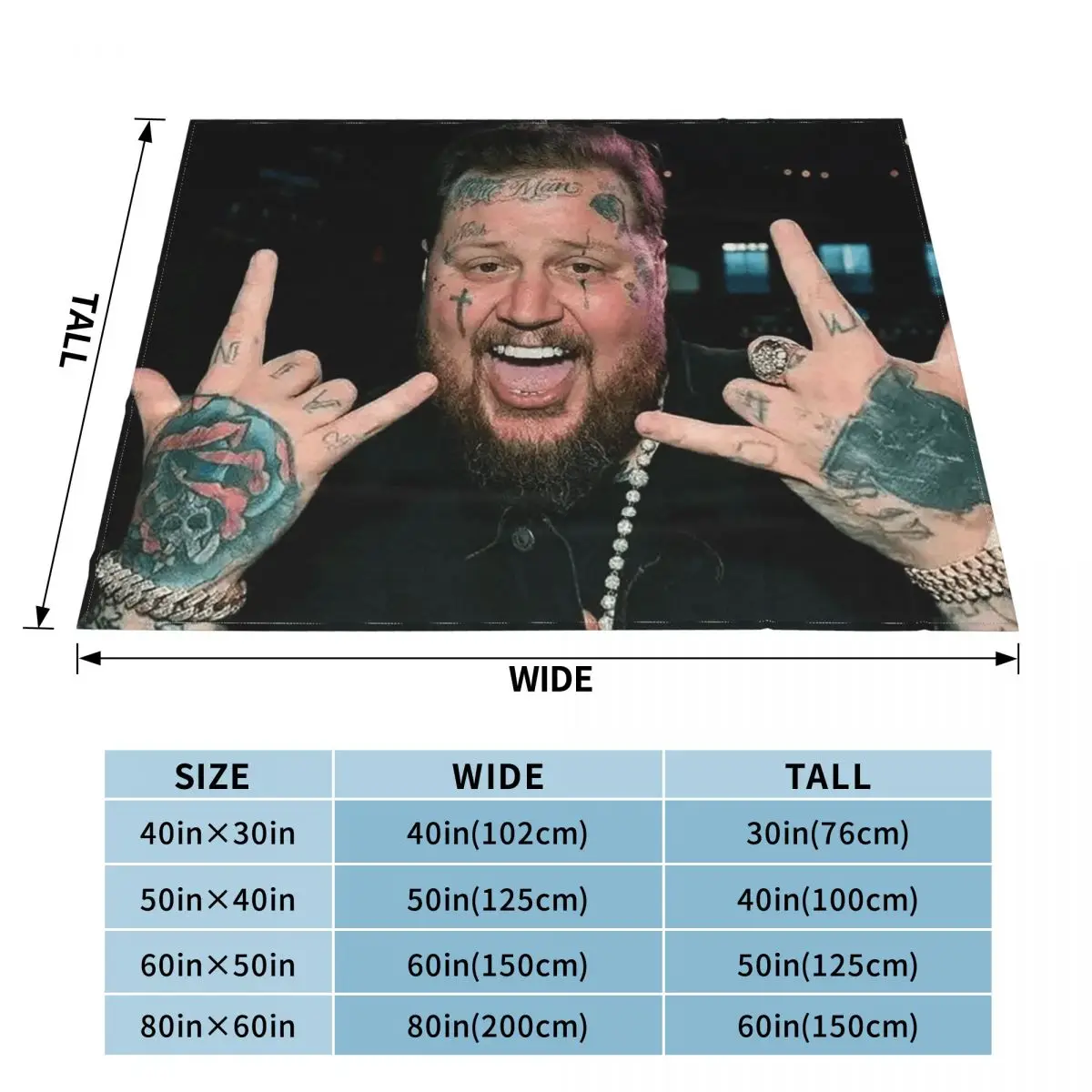 Jelly Roll Beautifully Broken Tour 2024 Rapper Blanket Soft Warm Flannel Throw Blanket Bedding for Bedroom Picnic Home Couch