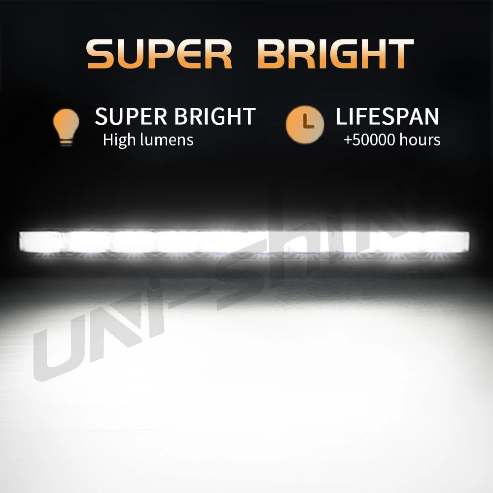 شريط إضاءة LED نحيف من UNISHINE ، أضواء سبوت شعاع كومبو ، أبيض ، كهرماني ، قيادة قارب على الطرق الوعرة ، 10 "، 21" ، 32 "، 42" ، 52 "، 60000LM ، 12V ، 24 فولت