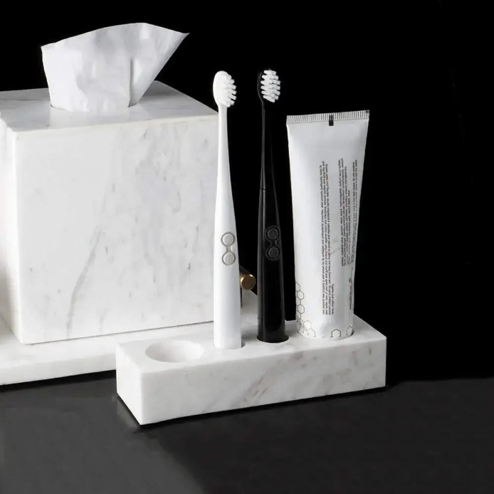 Natural Marble Stone Bathroom Electric Toothbrush Holder Toothpaste Stand 4 Slots