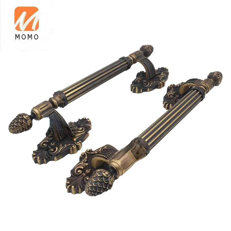 Luxury classical brass door handle strong durable door pull handle antique brass pull handle for wooden door