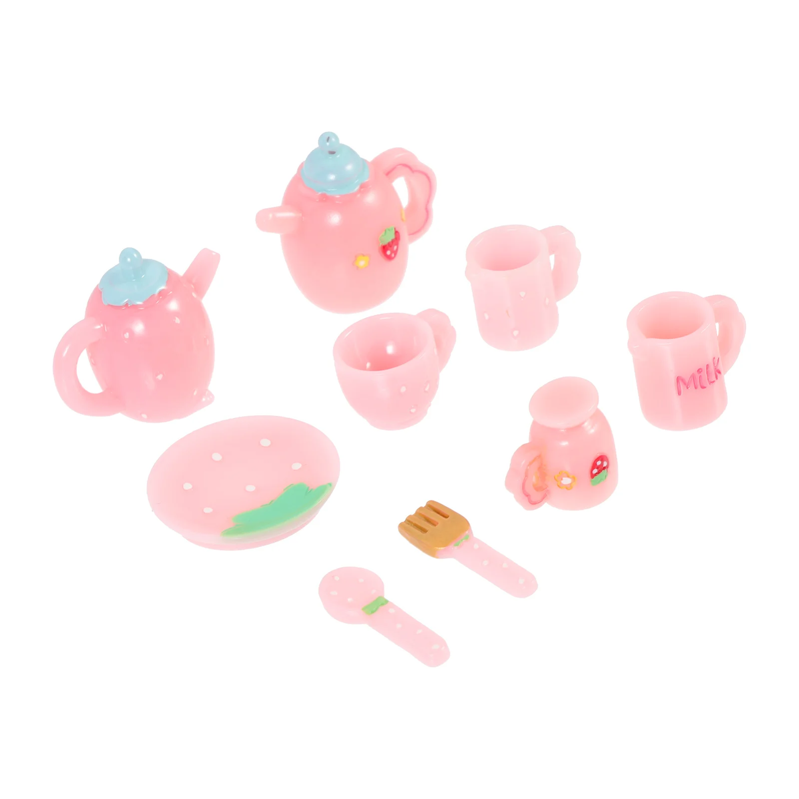 House Tea Set Miniature Furniture Strawberry Phone Case Toy Decorations Toys Teaware DIY Resin Charm