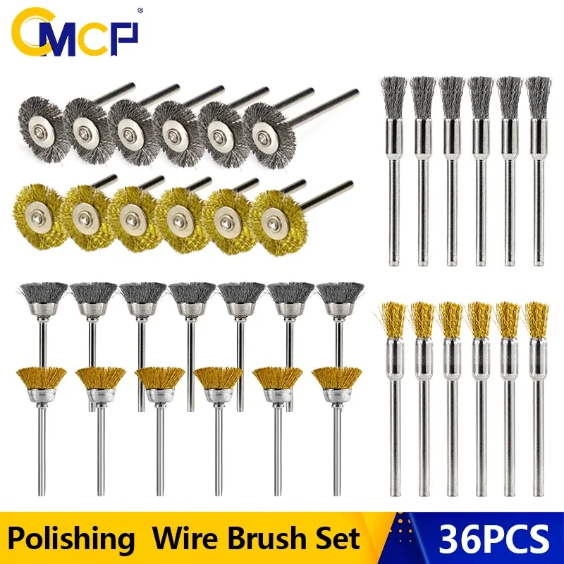 

CMCP 36pcs Steel Wire Brush Disc For Metal Wood Polishing Rust Remover for Dremel Rotary Tools