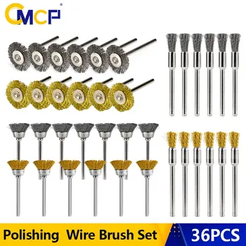 Craj-Dremel 로타리 도구용 금속 목재 연마 녹 제거제, 철강 와이어 브러시 디스크 36 개