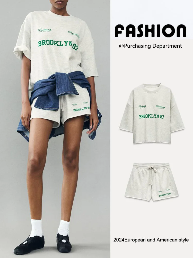 

Новое поступление, осенний комплект ZA2024, длинный све, круглый свитшот Ne, повседневный комплект со средней талией, женская одежда премиум-класса