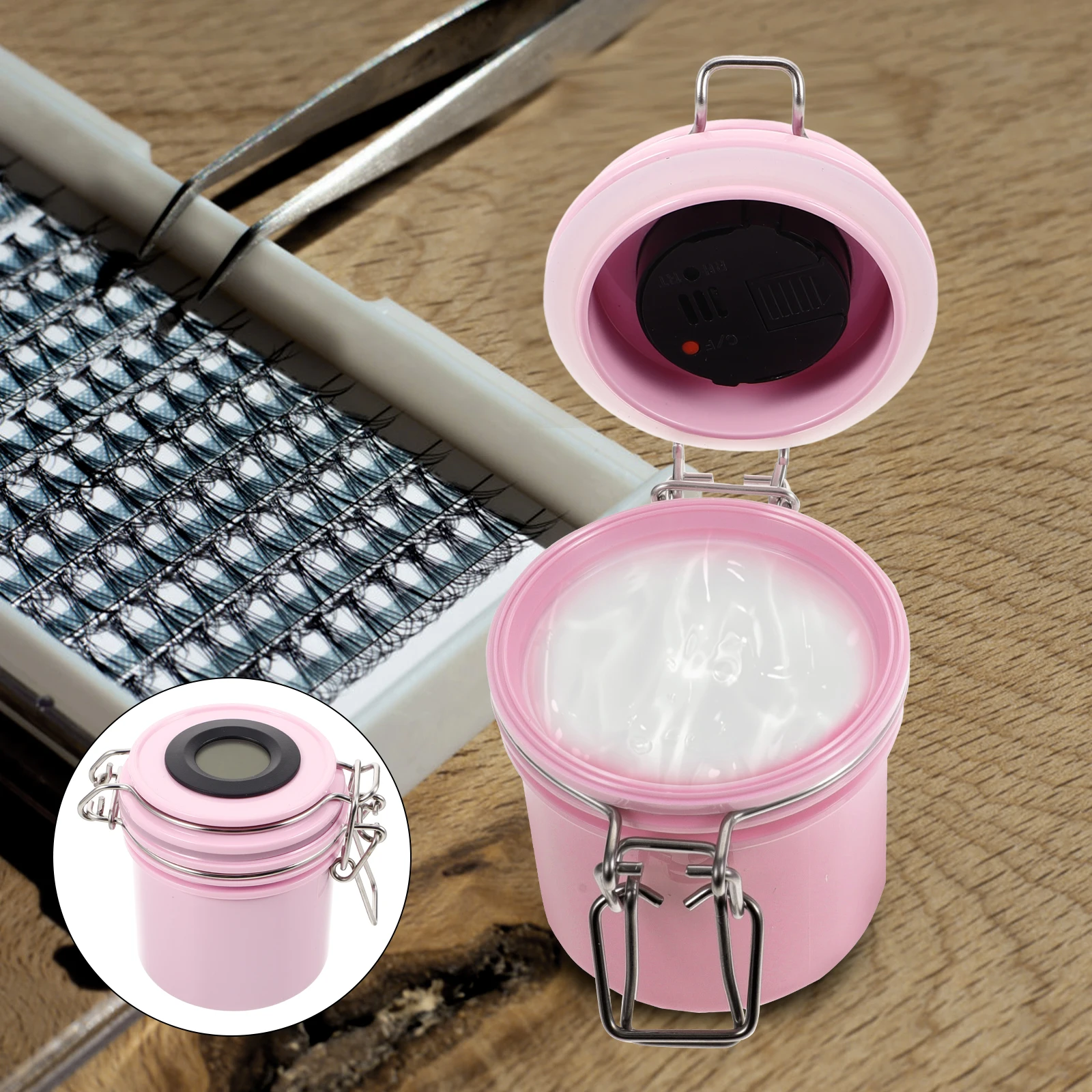 

Eyelash Glue Jar Storage Container for Extensions Adhesive Organizer Metal Plastic Large Capacity Sealed Practical Compact Size