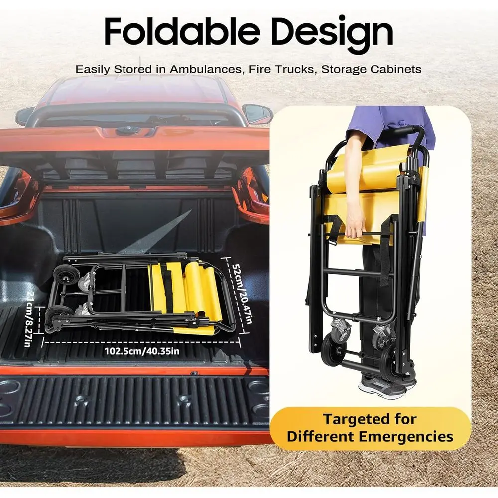 كرسي درج محمول قابل للطي بوزن 350 رطل، يساعد كبار السن والمعاقين في النقل اليومي، مساعد إخلاء رجال الإطفاء (أصفر)