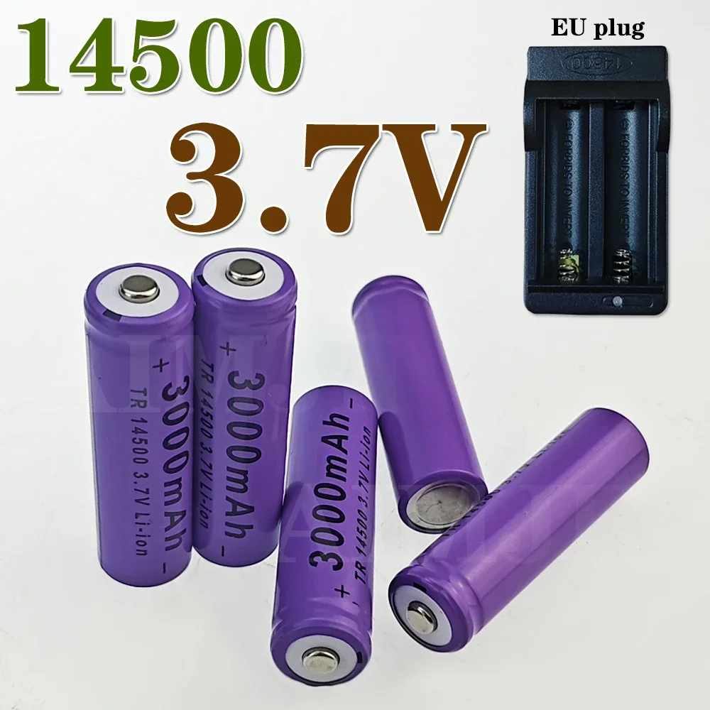 

14500 Battery 3.7V 3000mAh Lithium Ion Battery, Ideal for Electric Toothbrush, Razor, and Barber Rechargeable Bat