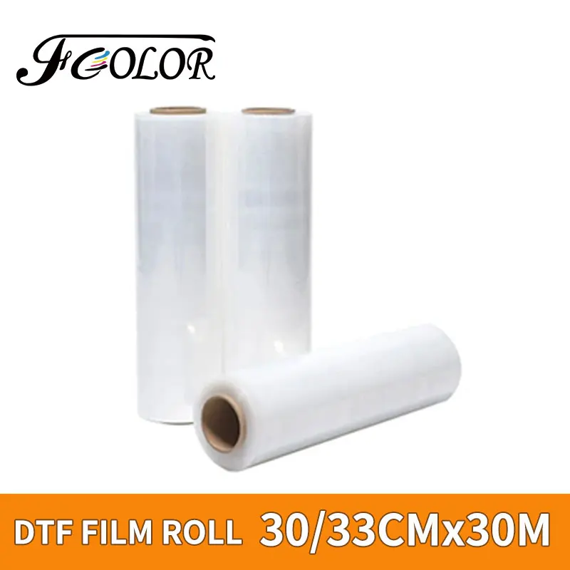 

30/33cm*30m DTF PET Film Roll For T-shirt DIY Design Heat Transfer Single Side Glossy DTF Cold Peeling Printing Film