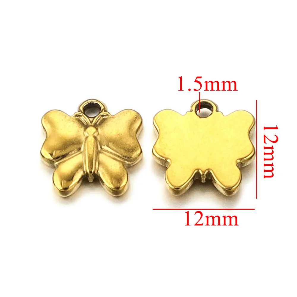 10Pcs Stainless Steel Gold-plated Small Charm Sun Flower Pendants