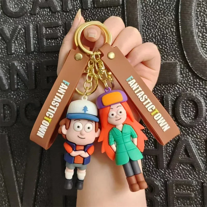 Disney Gravity Falls Kawaii Keychains Kids New Anime Dipper Mabel Key Ring Classic Toys Bags Pendant Decoration Children Gift