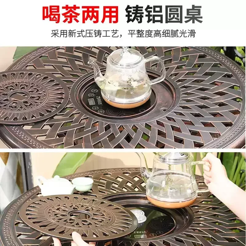 Outdoor tables and chairs courtyard leisure small balcony three-piece cast aluminum coffee table aluminum alloy round table