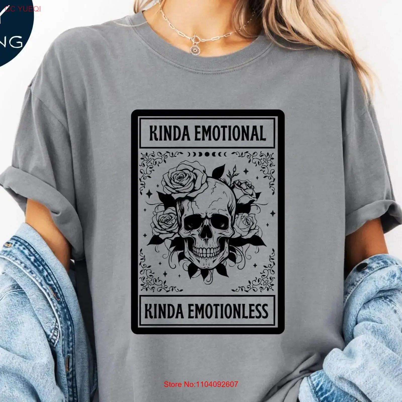Kinda Emotional T Shirt Emotionless Skull Goth Aesthetic Vintage Grunge Dark Academia Gothic Style vintage Washed homme