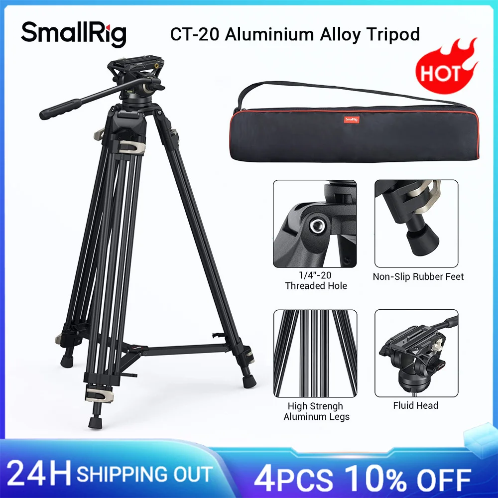 

SmallRig AD-01 Video Tripod 73" Heavy Duty Tripod with 360 Degree Fluid Head & Quick Release Plate for DSLR Camera Camcorder