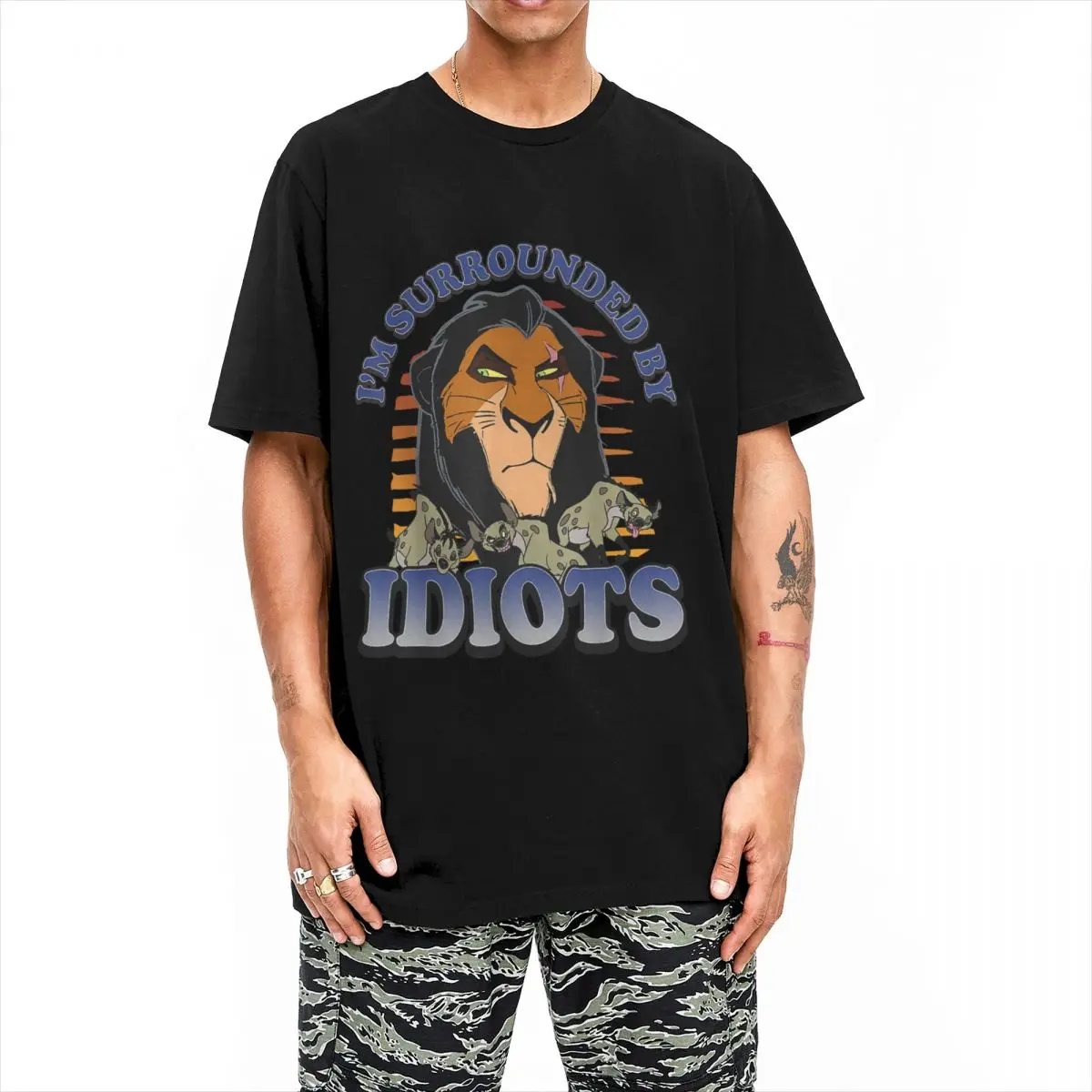 Vintage The Lion King T-Shirts Men Women's Round Collar Cotton T Shirts Scar Surrounded By Idiots Short Sleeve Tees 6XL Clothing