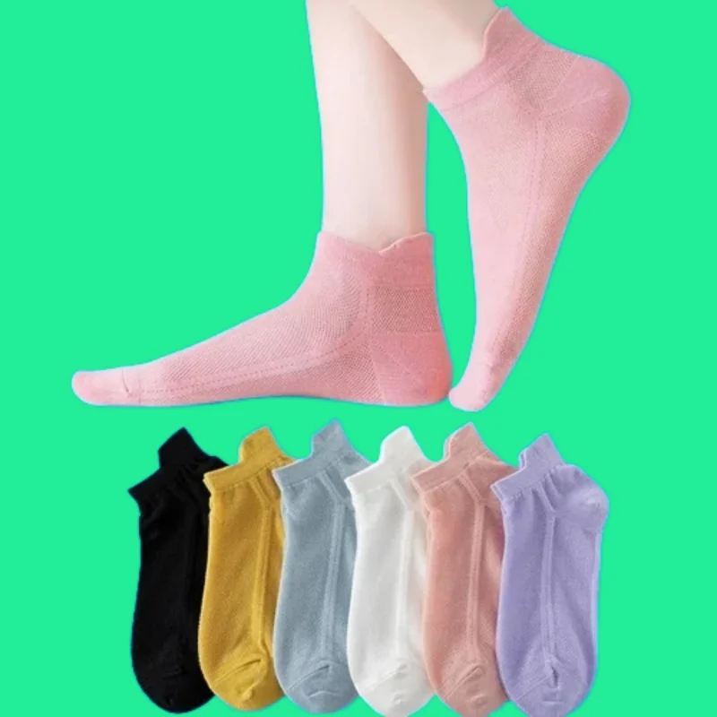 6/12 Pairs Breathable White Black Summer Mesh Shallow Mouth Spring and Summer Cotton Deodorant Sweat-absorbent 2024 Thin Socks