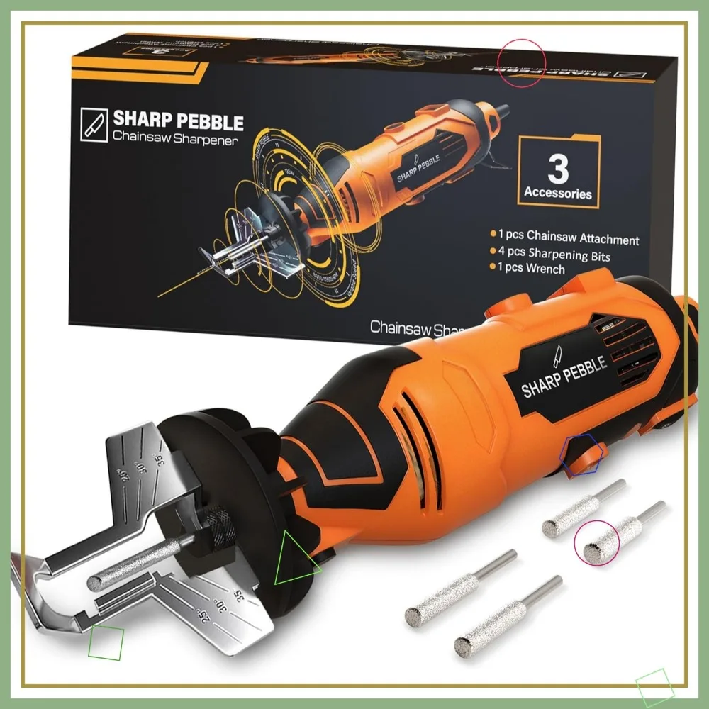 

Набор точилок для электрической бензопилы с инструментом, 4 размера напильника, направляющей под углом, гаечным ключом и электронной книгой для легкого заточки