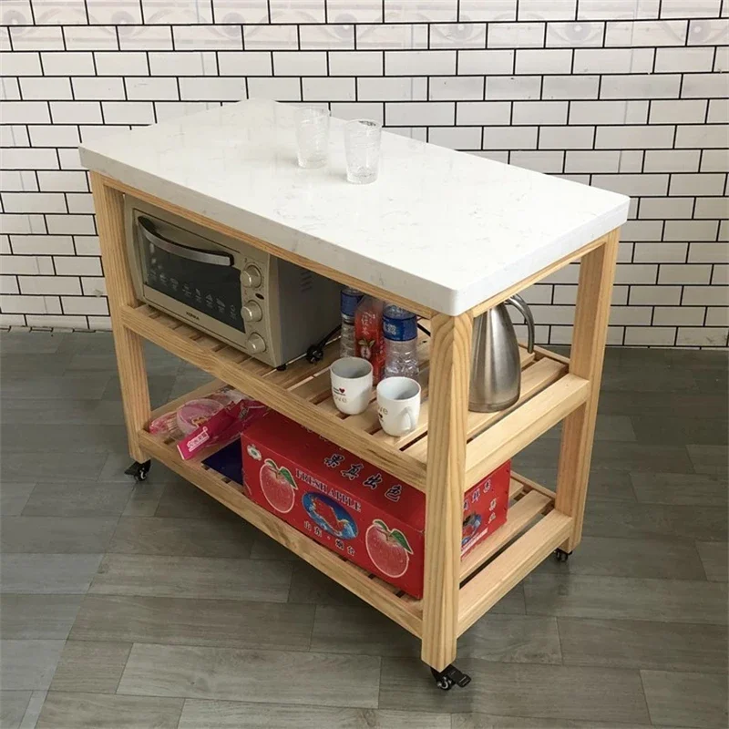 

Solid wood dining side cabinet removable living room household storage bowl open kitchen island table separate cooking table