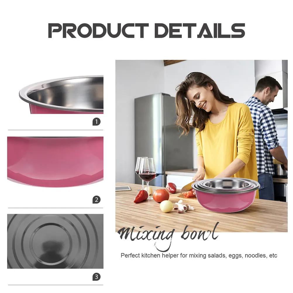 

Stainless Steel Bowl Set Food Grade Deep Thick Multifunctional Mixing Salad Soup Bowl Eco-friendly Hygienic for Eggs