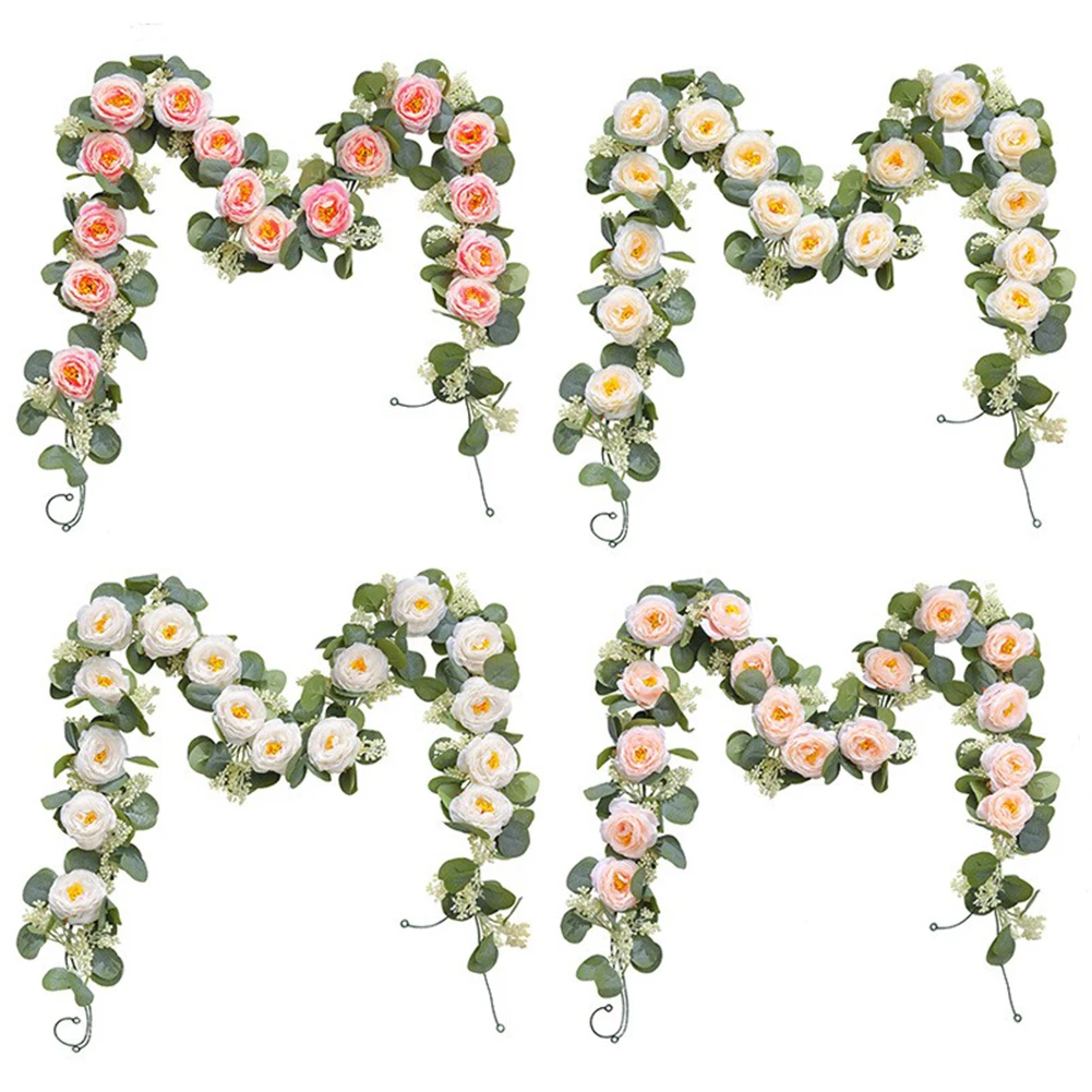 200cm Floral Garland with Peony and Roses for Weddings Parties and Home Decor Realistic Appearance and Flexible Design