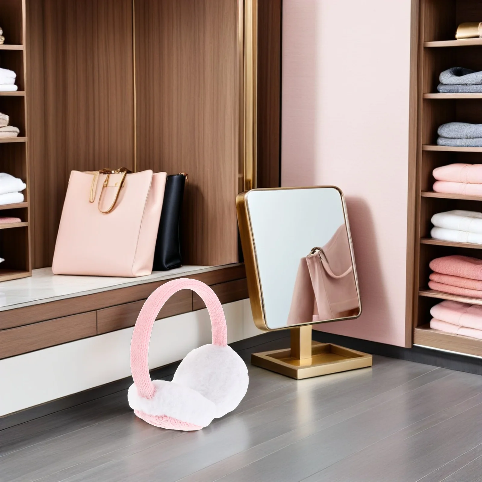 أغطية أذن دافئة للنساء أغطية أذن فروي في عصابة رأس ناعمة وخفيفة الوزن باللون الوردي اللطيف للطقس البارد - غطاء للأذنين أنيق