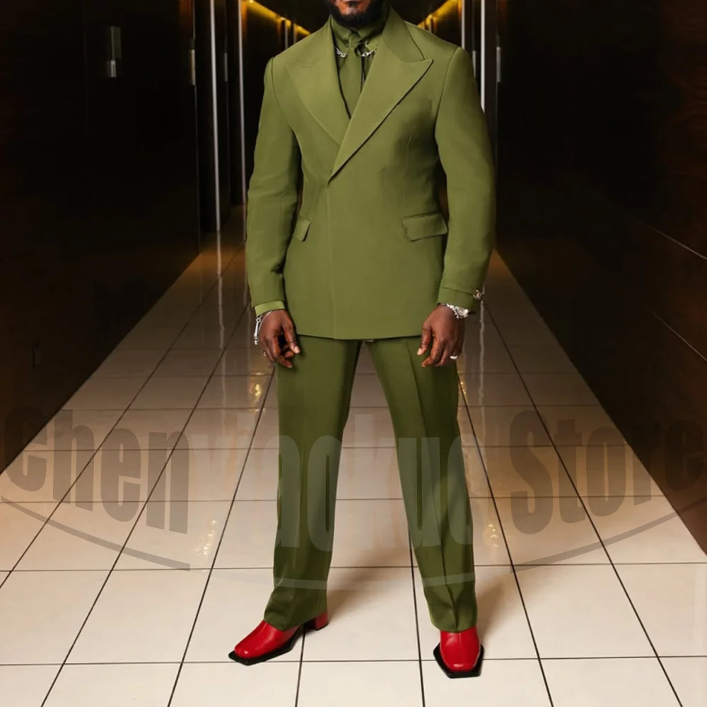 

Men's One Button Suit Set Fashion Peak Lapel Slim Fit Formal Wear for Wedding Business Party Evening Solid Color Two Piece Suits