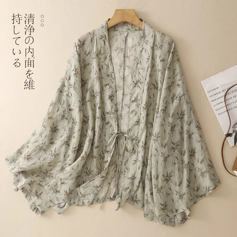 

Женская рубашка и топ, ранняя осень 2023, новый китайский прозрачный восточный красивый бамбуковый серии, солнцезащитный кардиган в национальном стиле W662