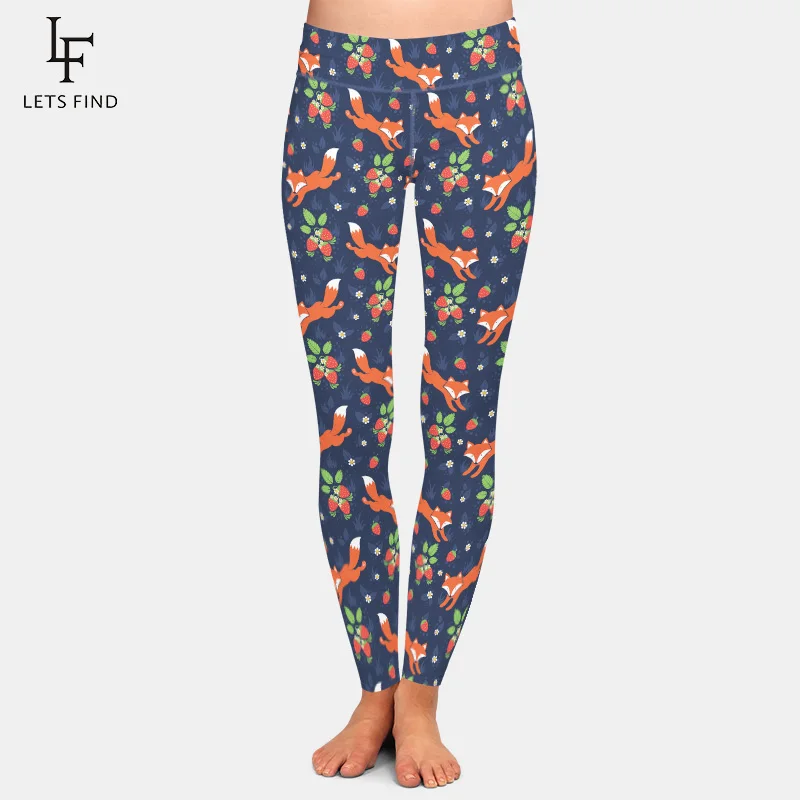 

LETSFIND Brand 2019 Fashion Women Leggings New High Waist Milk Silk Fox Print Casual Sexy Elastic Pant