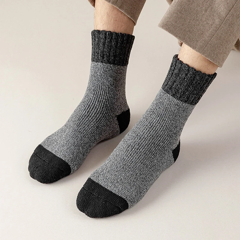 1/3/5Pairs Men's Winter Thermal Socks Thick Warm Soft Stretchy Knit Crew Boot Sock Comfortable Elastic Mid-Calf Sox High Quality